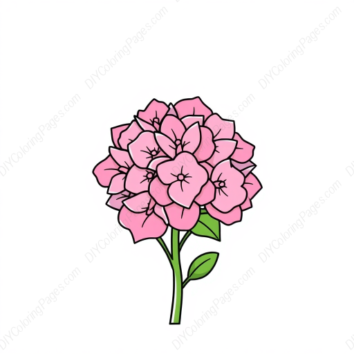 Free Printable pink hydrangea - hydrangea, pink Coloring Page for Kids and Adults - High Quality PDF & PNG Download