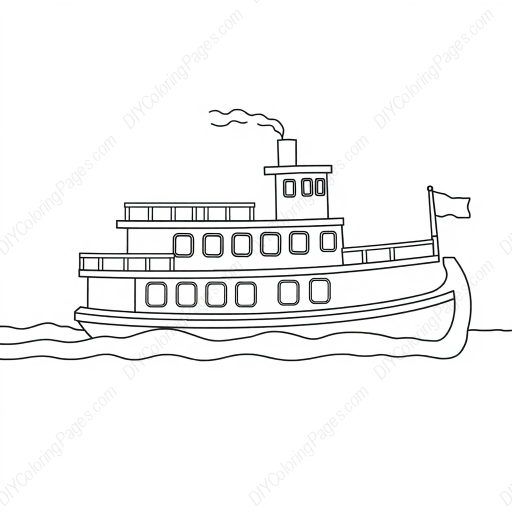 Free Printable steamboat - steamboat Coloring Page for Kids and Adults - High Quality PDF & PNG Download
