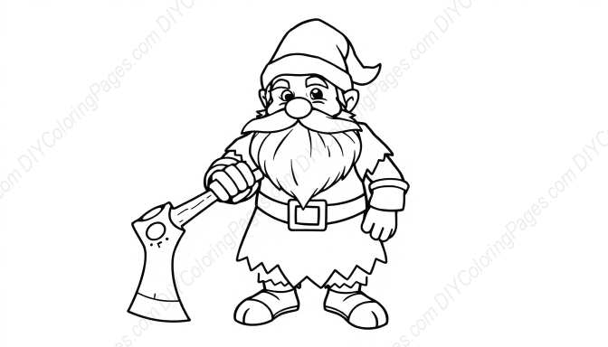 Free Printable dwarf with axe - dwarf, axe Coloring Page for Kids and Adults - High Quality PDF & PNG Download