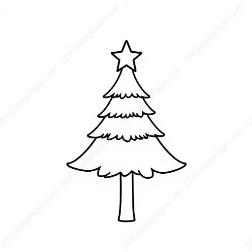 Free Printable christmas tree with star - star, christmas tree Coloring Page for Kids and Adults - High Quality PDF & PNG Download