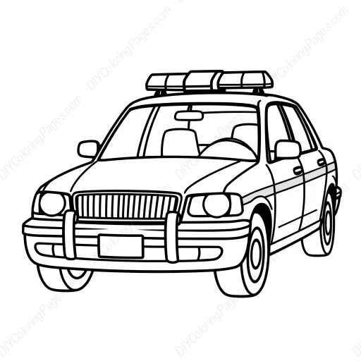Free Printable police car with lights - police car, lights Coloring Page for Kids and Adults - High Quality PDF & PNG Download