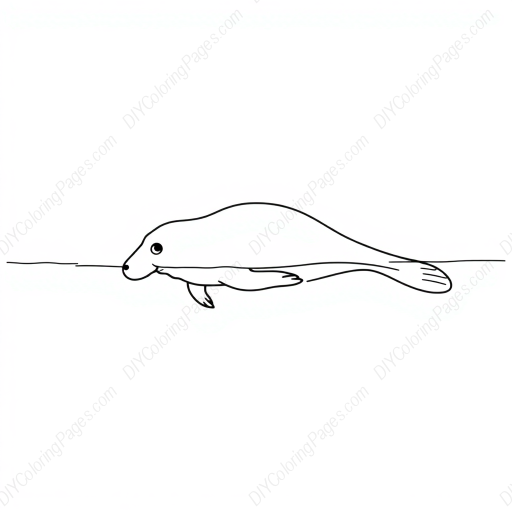 platypus swimming - swimming, platypus coloring page