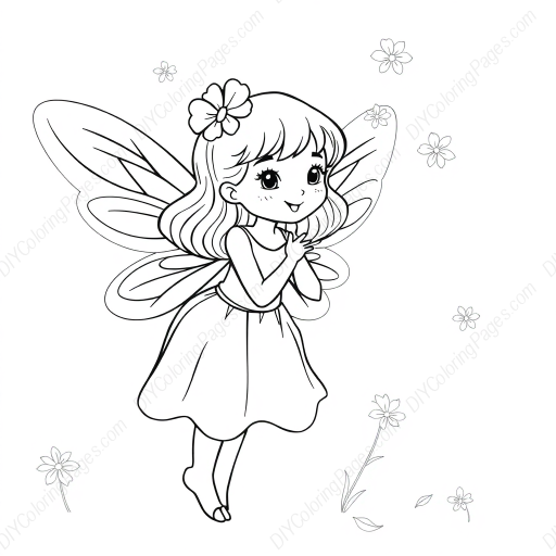 little girl as fairy - fairy, little girl coloring page