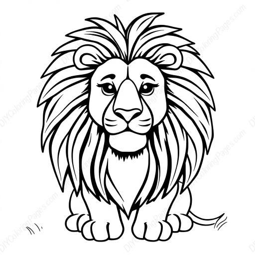 lion with big mane - lion, mane, big coloring page