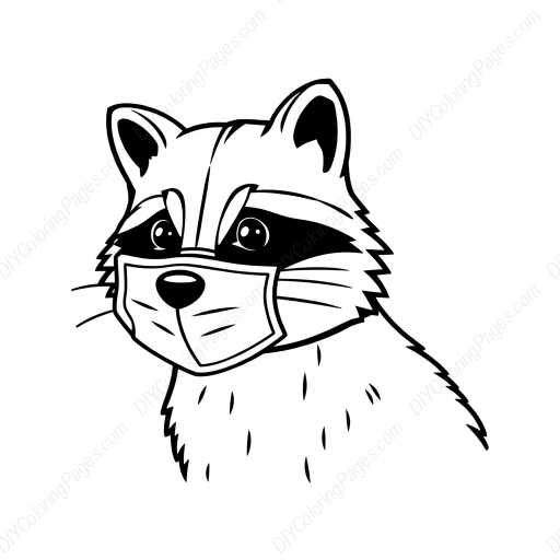raccoon with mask - raccoon, mask coloring page
