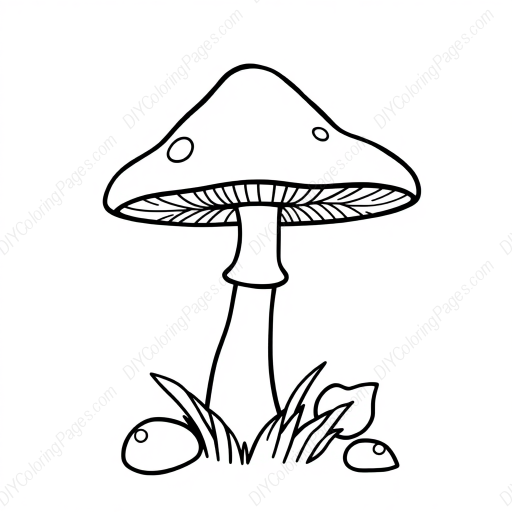 simple mushroom - mushroom coloring page
