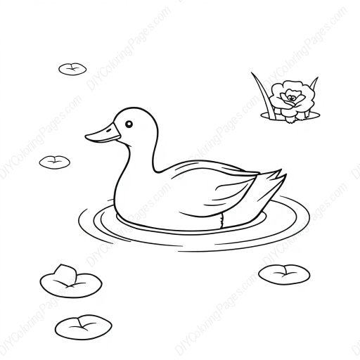 duck swimming in pond - swimming, pond, duck coloring page