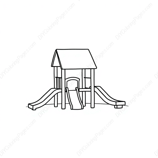 Free Printable playground - children, playground, slide, swings, sandbox Coloring Page for Kids and Adults - High Quality PDF & PNG Download