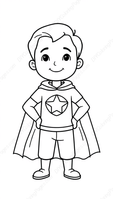 boy wearing cape - boy, cape coloring page