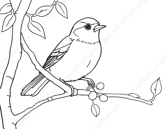 grosbeak at seed - grosbeak, seed coloring page
