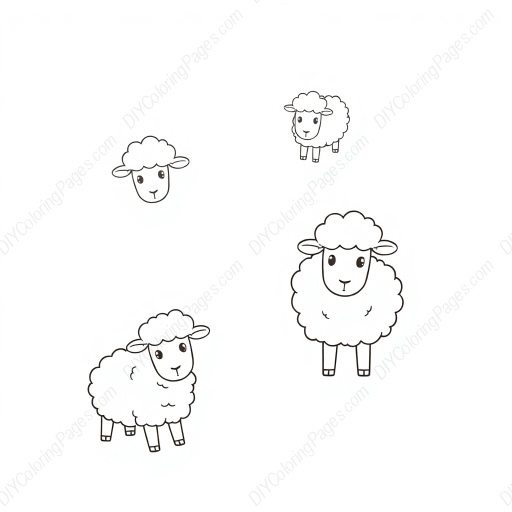 sheep with fluffy wool - sheep, fluffy, wool coloring page