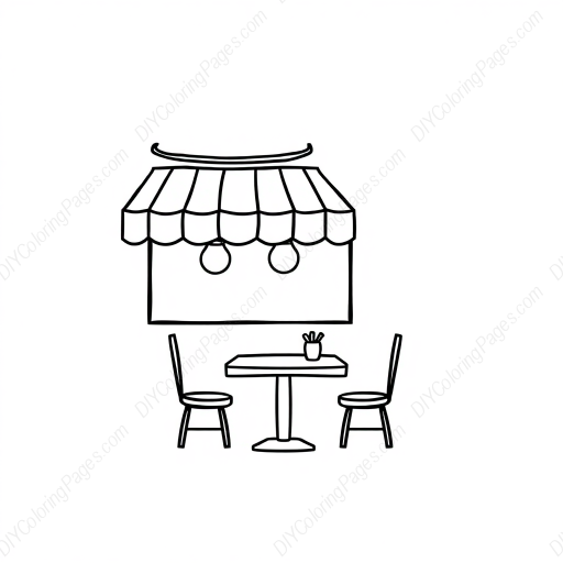 Free Printable restaurant Coloring Page for Kids and Adults - High Quality PDF & PNG Download