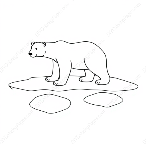 polar bear on ice - ice, polar bear coloring page