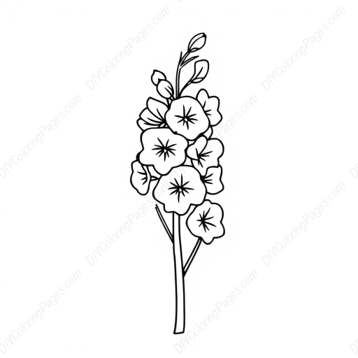 Free Printable delphinium - delphinium Coloring Page for Kids and Adults - High Quality PDF & PNG Download