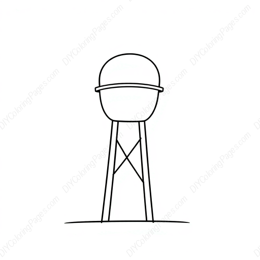 Free Printable water tower - water tower Coloring Page for Kids and Adults - High Quality PDF & PNG Download