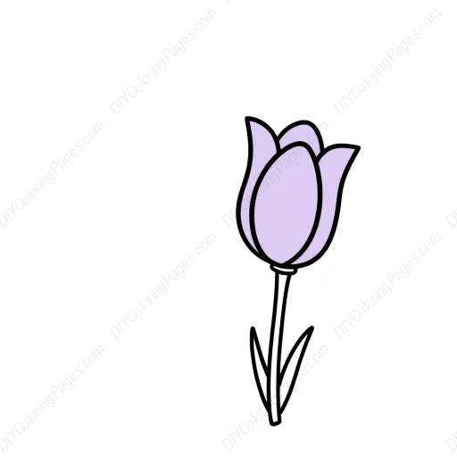 Free Printable purple tulip - tulip, purple Coloring Page for Kids and Adults - High Quality PDF & PNG Download