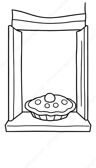 Free Printable pie on windowsill - pie, windowsill Coloring Page for Kids and Adults - High Quality PDF & PNG Download