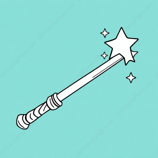 magical wand - magical, wand coloring page