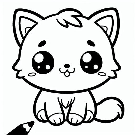 cute cat - cat, cute coloring page