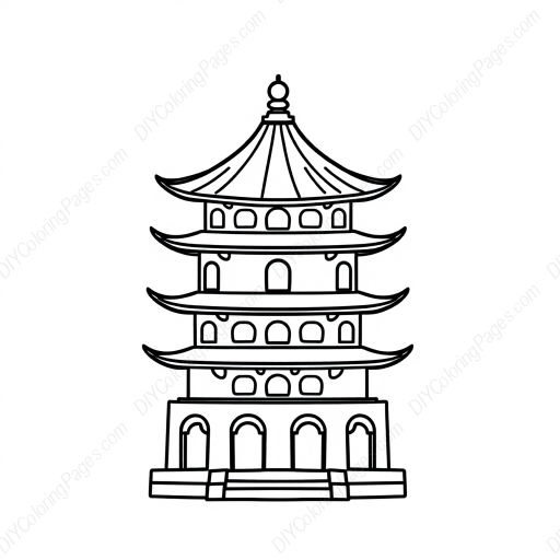 Free Printable pagoda - pagoda Coloring Page for Kids and Adults - High Quality PDF & PNG Download