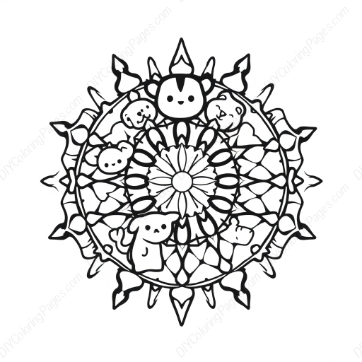 Free Printable mandala with animals - mandala, animals Coloring Page for Kids and Adults - High Quality PDF & PNG Download