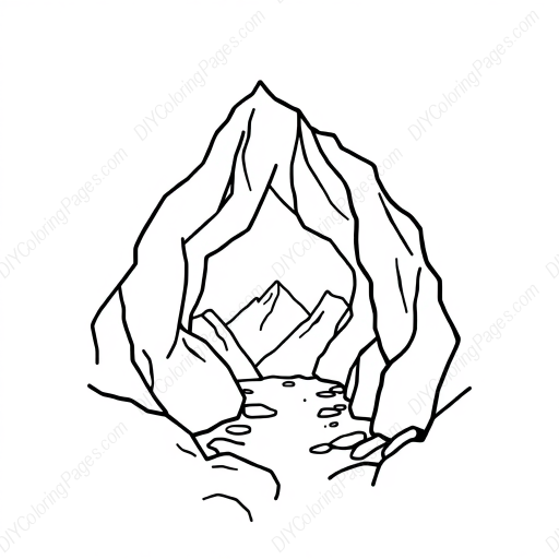 mountain cave - mountain, cave coloring page