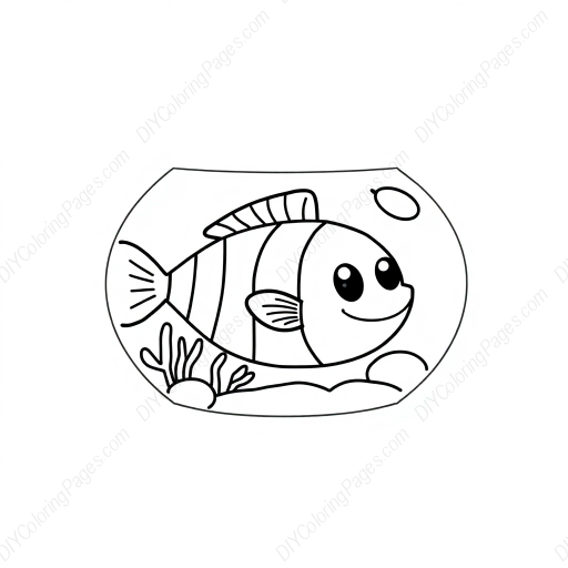 Free Printable aquarium - fish, aquarium, rocks, water, bubbles Coloring Page for Kids and Adults - High Quality PDF & PNG Download