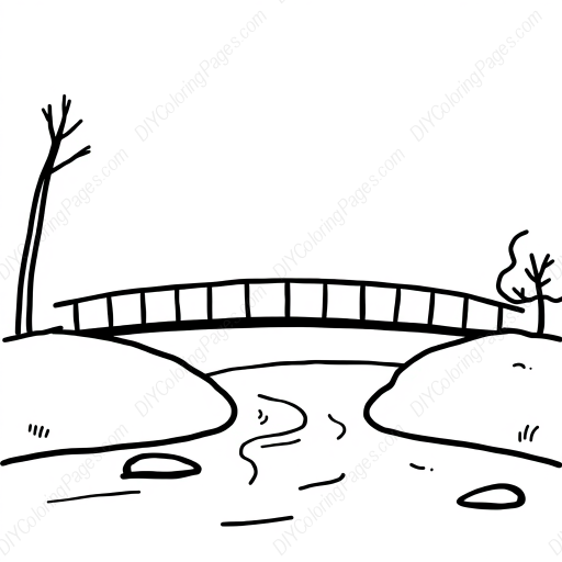 Free Printable bridge over river - bridge, river Coloring Page for Kids and Adults - High Quality PDF & PNG Download