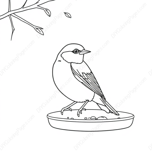 finch at feeder - finch, feeder coloring page