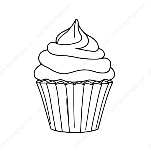 basic cupcake - basic, cupcake, sprinkles, frosting coloring page