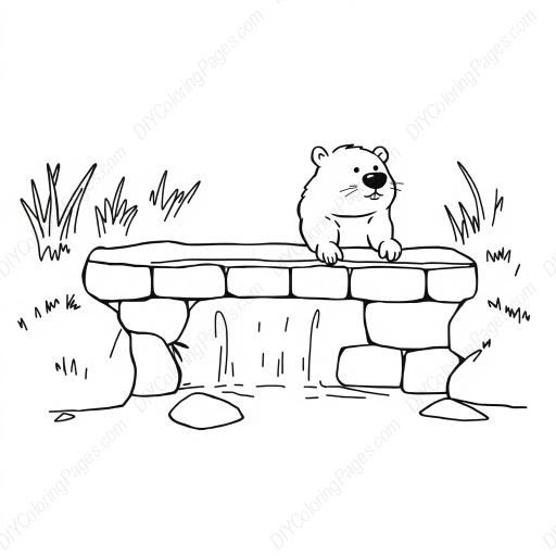 beaver building dam - beaver, building, dam coloring page