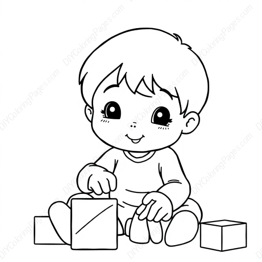 child playing with blocks - playing, child, blocks coloring page