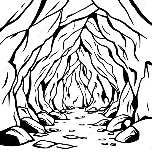 cave interior - cave, interior coloring page