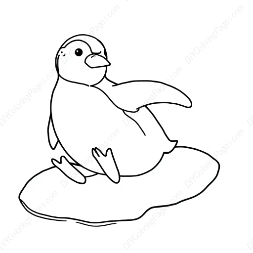 penguin sliding on ice - penguin, sliding, ice coloring page