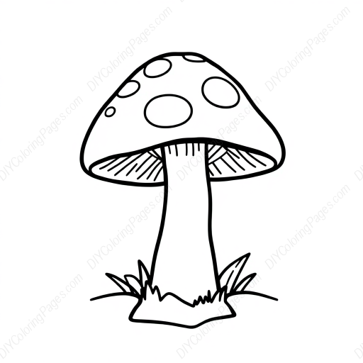 simple mushroom - mushroom coloring page