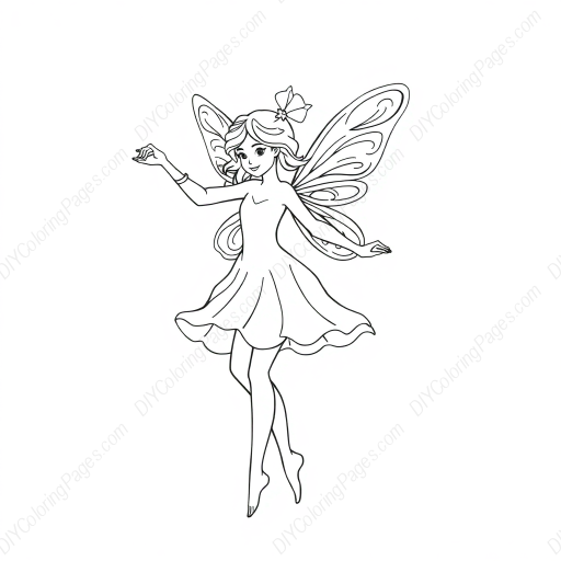 Free Printable fairy dancing - fairy, dancing Coloring Page for Kids and Adults - High Quality PDF & PNG Download