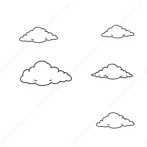 Free Printable clouds in blue sky - clouds, blue sky Coloring Page for Kids and Adults - High Quality PDF & PNG Download