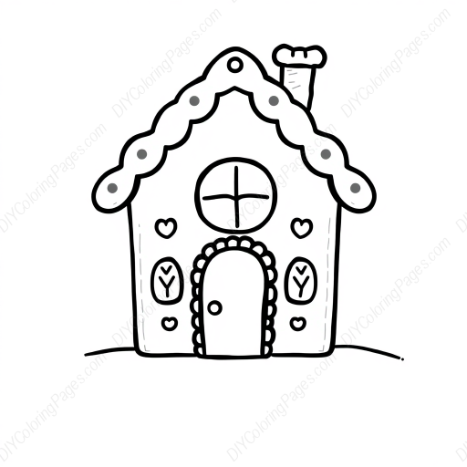 Free Printable gingerbread house - gingerbread house Coloring Page for Kids and Adults - High Quality PDF & PNG Download