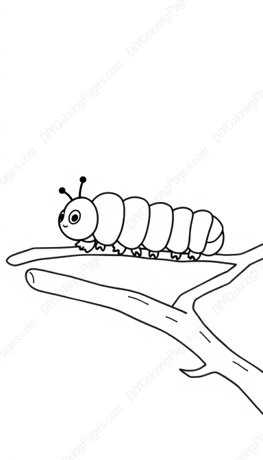 caterpillar on branch - caterpillar, branch coloring page