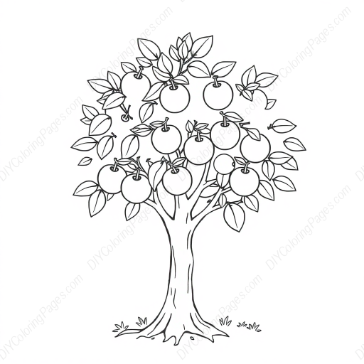 Free Printable apple tree - tree, apple Coloring Page for Kids and Adults - High Quality PDF & PNG Download