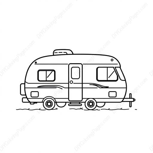 Free Printable rv camper - camper Coloring Page for Kids and Adults - High Quality PDF & PNG Download