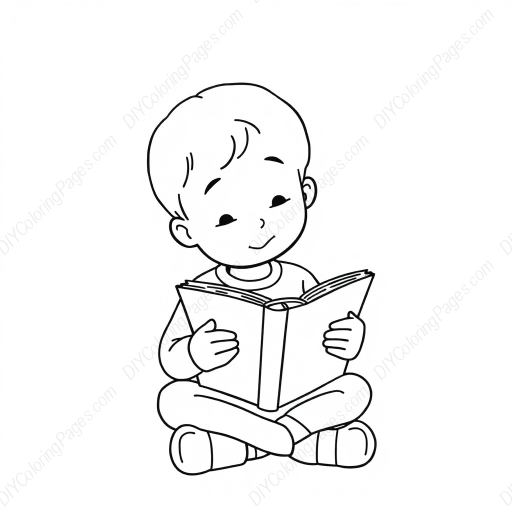 child reading aloud - child, reading, aloud coloring page