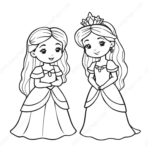 kids as princesses - kids, princesses coloring page