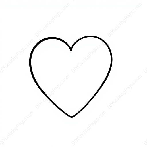 basic heart - heart, basic coloring page