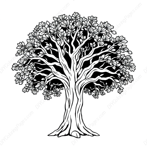 Free Printable banyan tree - banyan tree Coloring Page for Kids and Adults - High Quality PDF & PNG Download