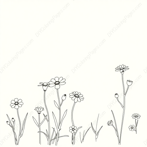 wildflower meadow - meadow, wildflower coloring page