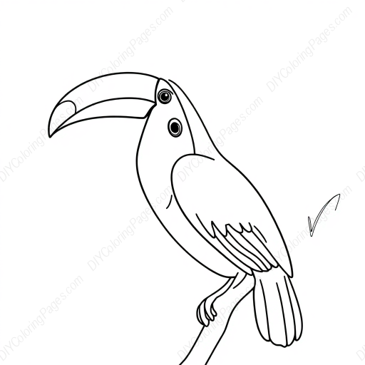 toucan with big beak - toucan, big beak coloring page