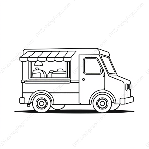 Free Printable food truck - food truck Coloring Page for Kids and Adults - High Quality PDF & PNG Download