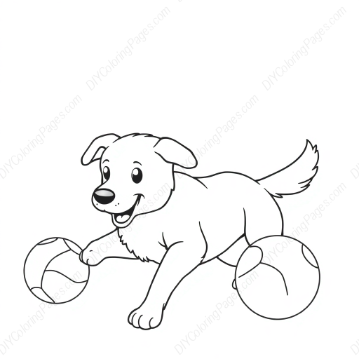 dog chasing a ball - dog, ball, chasing coloring page