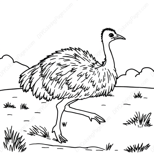 emu running - running, emu coloring page